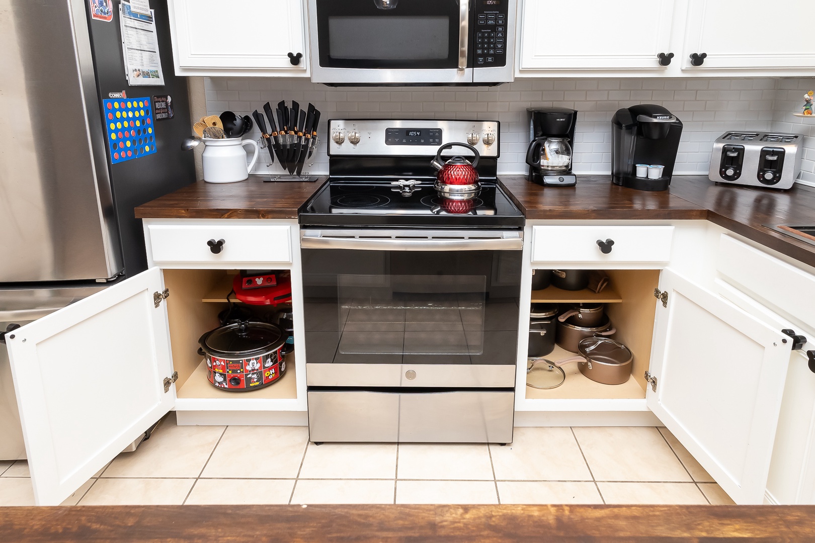 The kitchen offers ample space & all the comforts of home