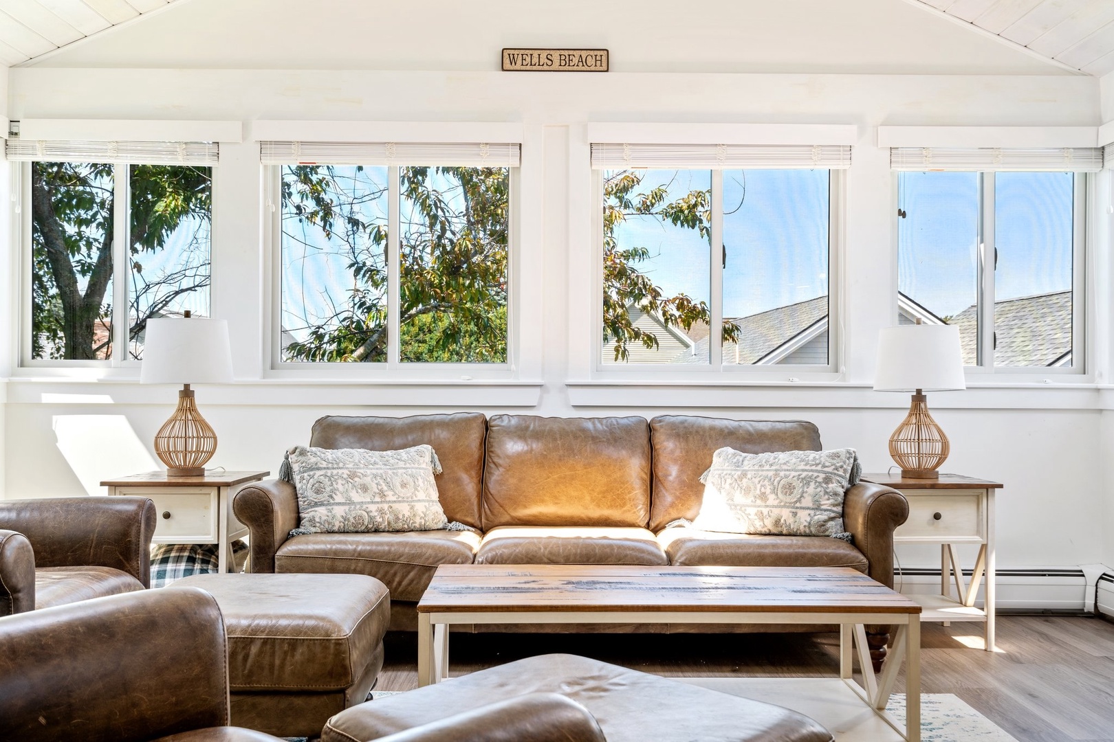 Bright second-floor sunroom, perfect for lounging