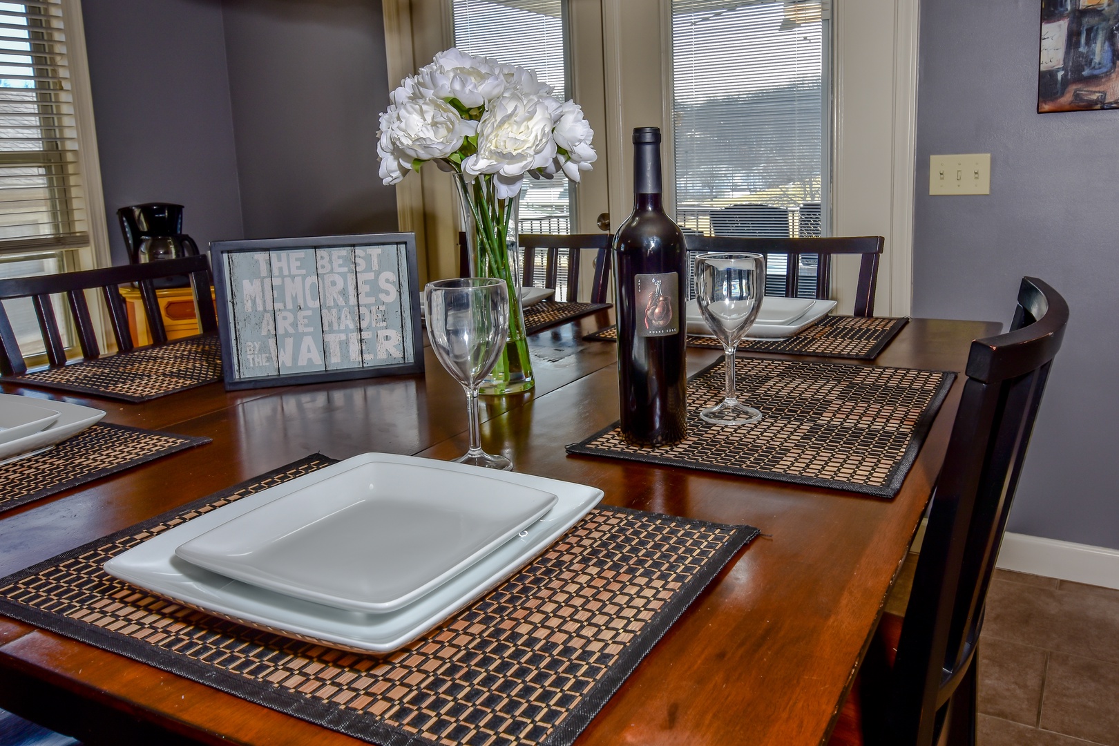 Gather for meals together at the dining table, with seating for 6