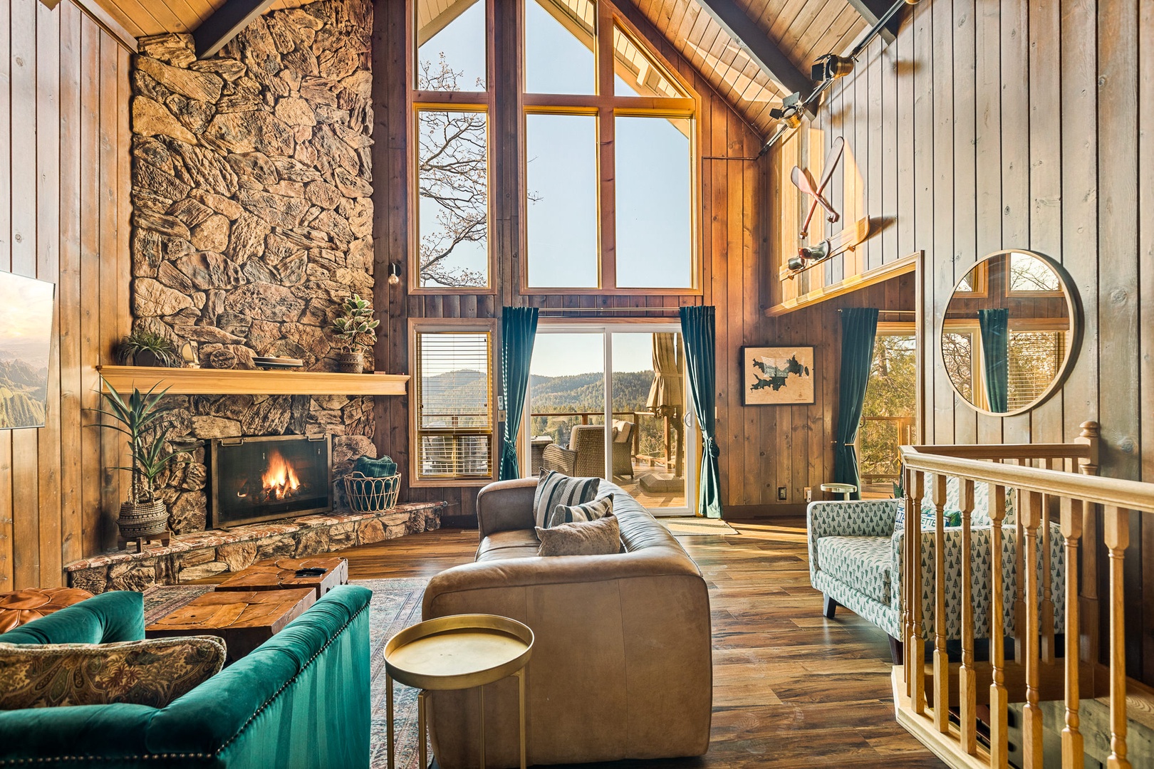 Stream your favorite entertainment by the gas fireplace without losing those gorgeous views of Lake Arrowhead