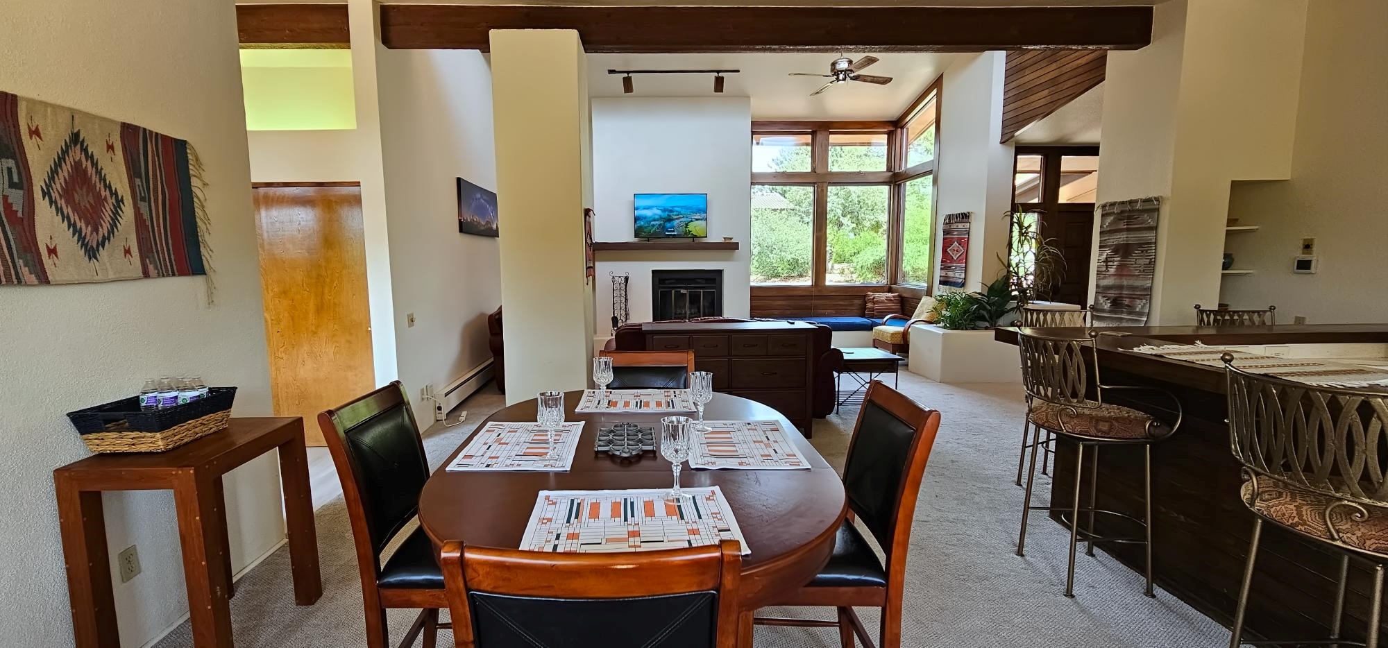 Dining area with table and seating for 4