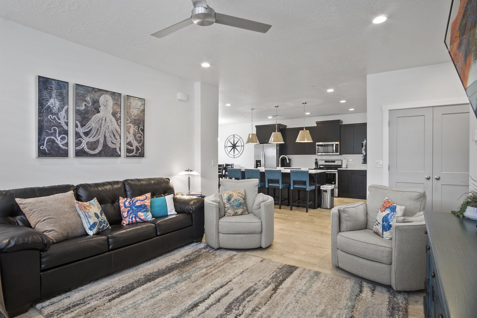 Enjoy staying connected in the updated, open Living/Dining and Kitchen spaces