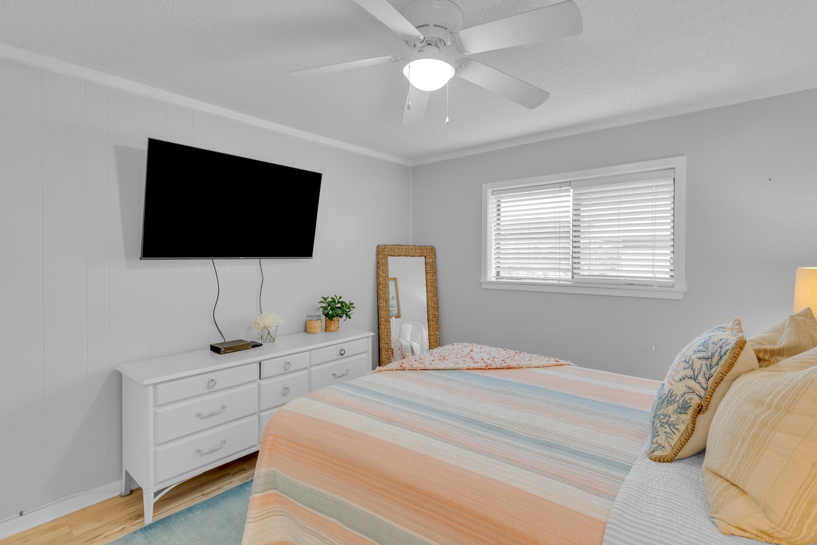 Bedroom 1 with queen bed and Smart TV