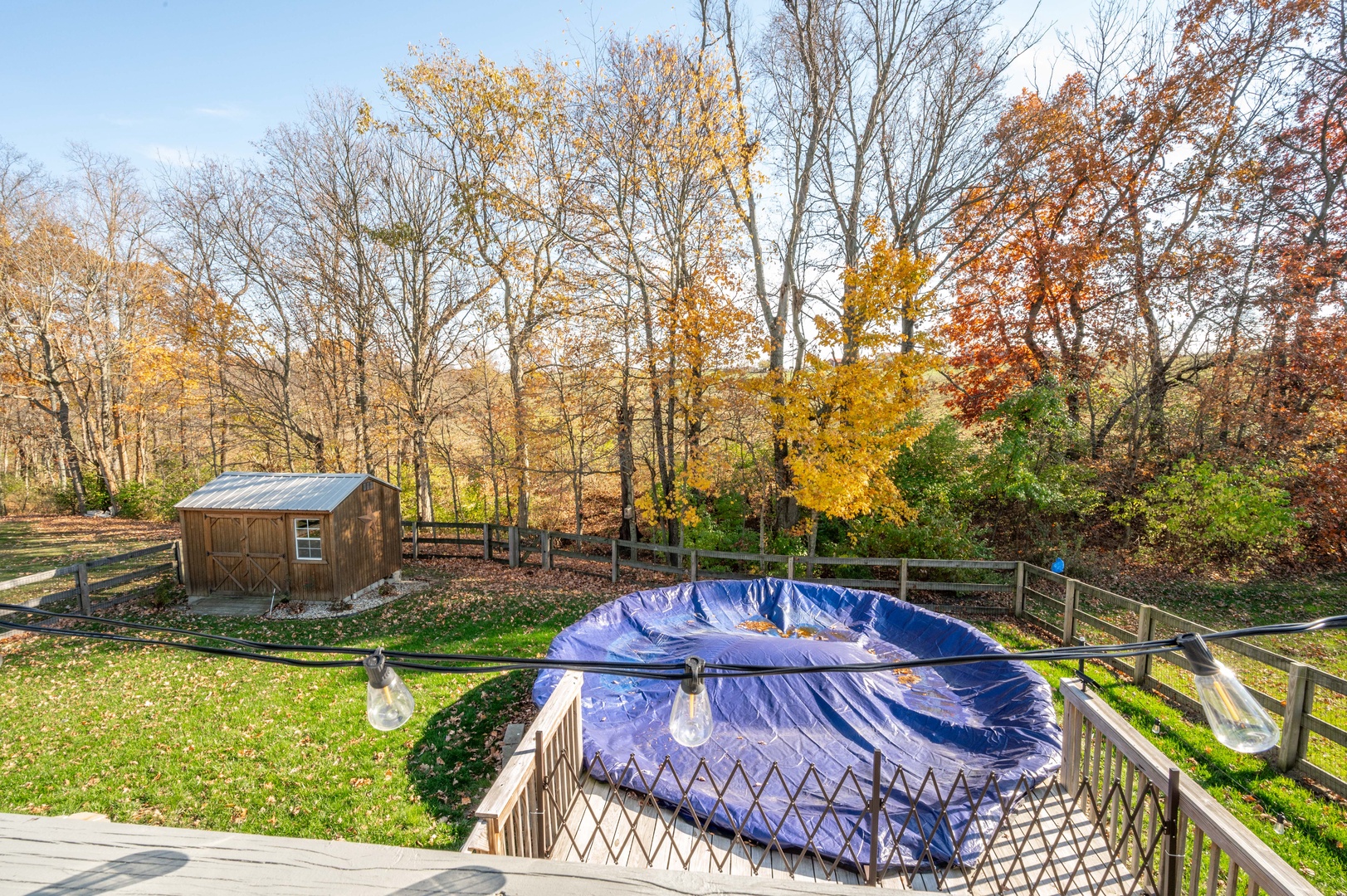 The back yard offers ample space for relaxation and play
