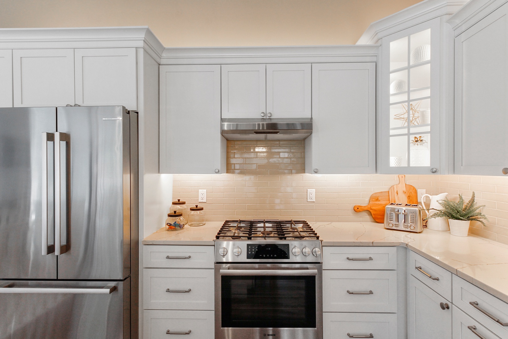 The grand kitchen offers loads of space & all the comforts of home