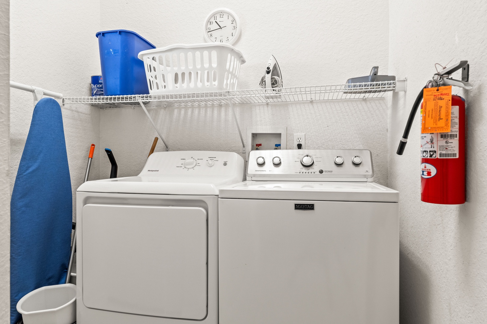 Private laundry available for your stay near entry to the left