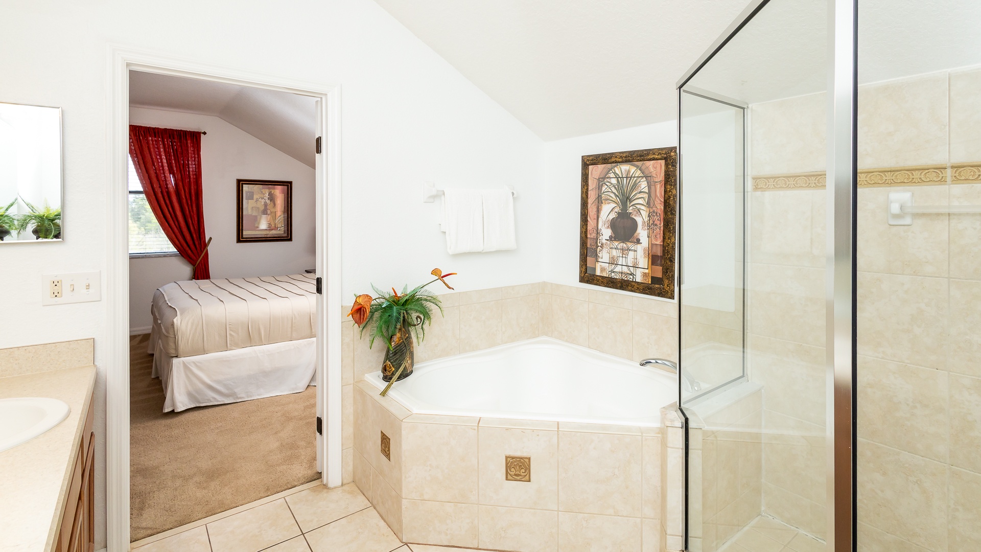 Bedroom 5 ensuite with separate shower, and soaking tub