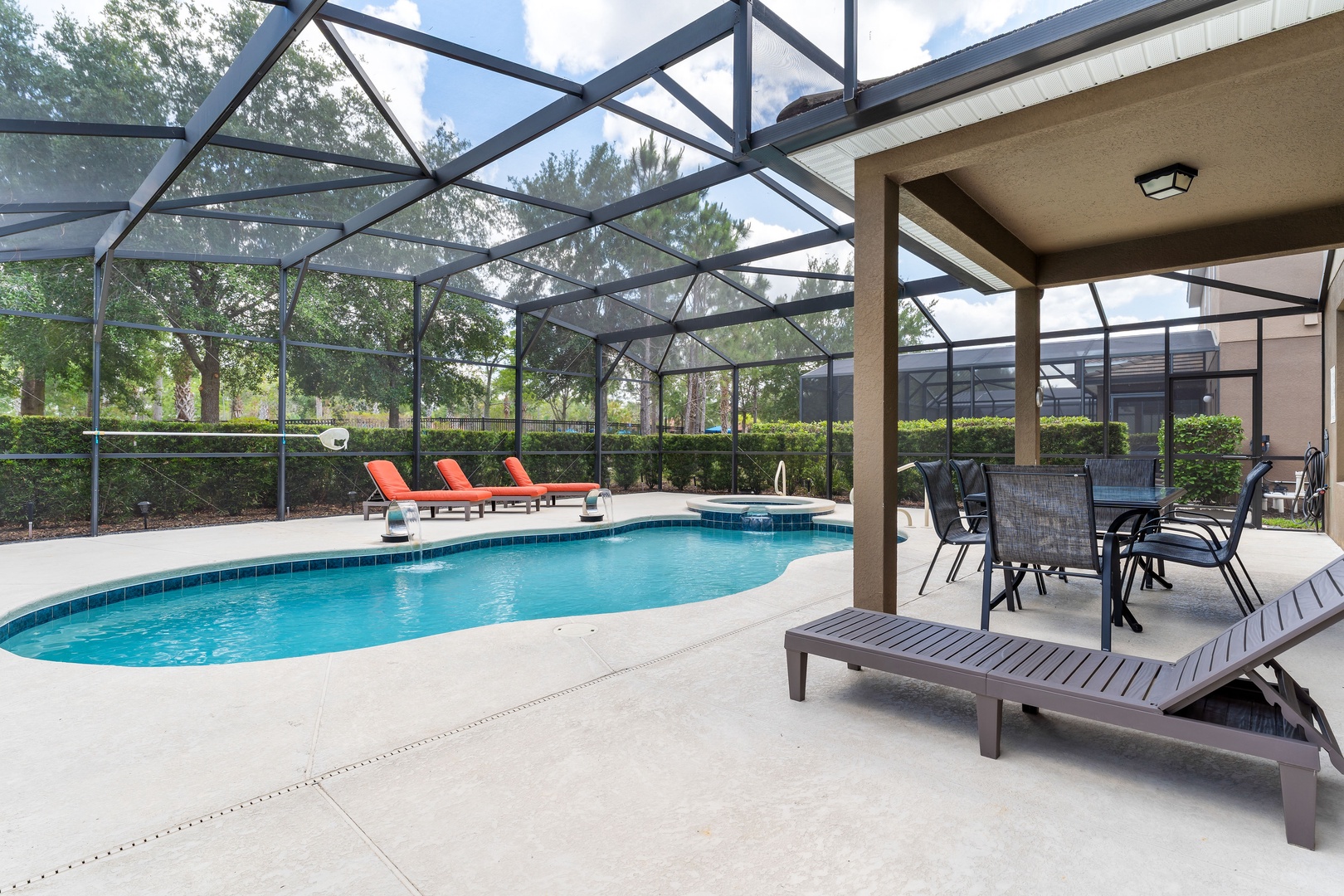 Private pool with outdoor seating