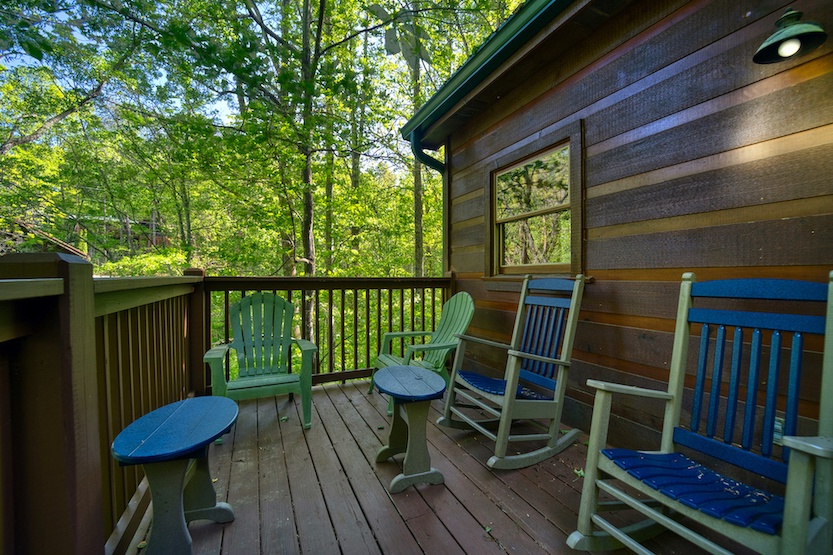 The back deck is the ultimate treetop retreat, ideal for relaxing as a group