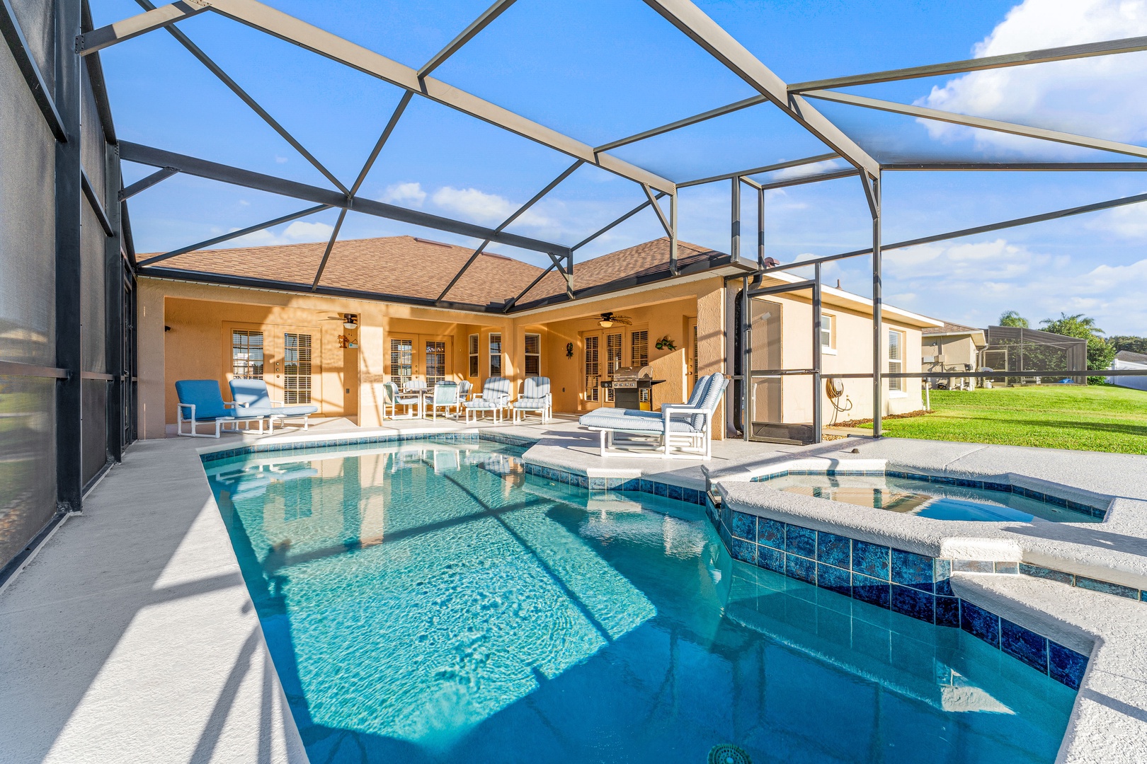 Make a splash in the private screened in pool