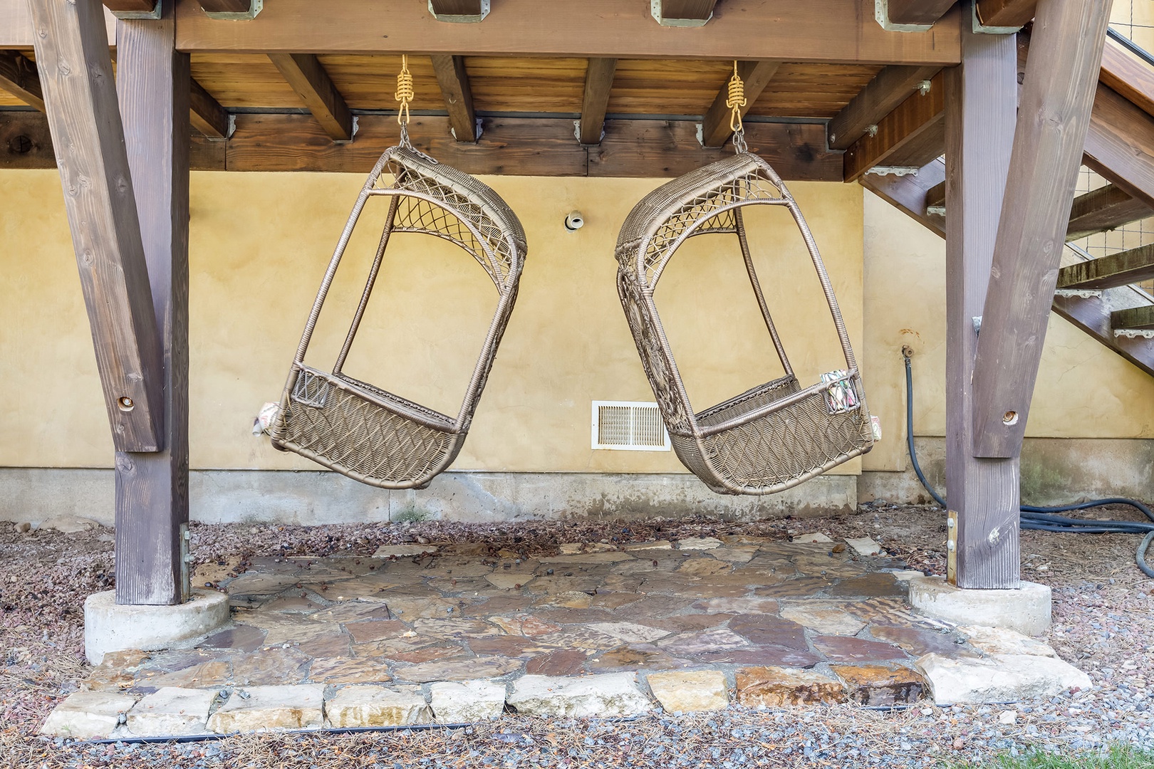 Hanging chairs under the back deck