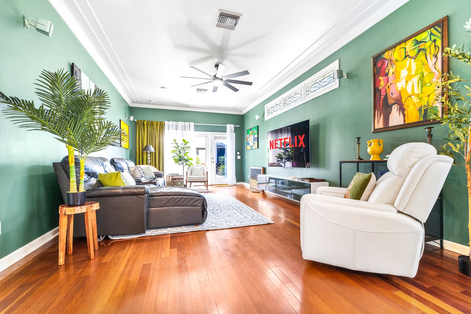 Living area with reclining seats and Smart TV