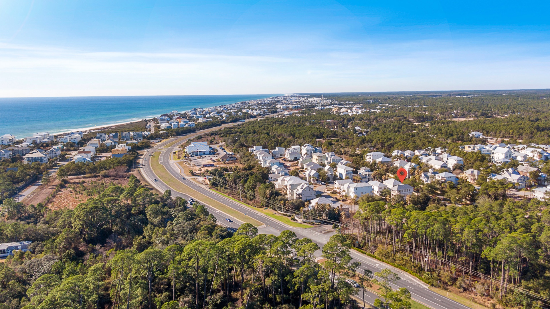 The Narnia aerial view - close to Inlet and Rosemary Beaches!
