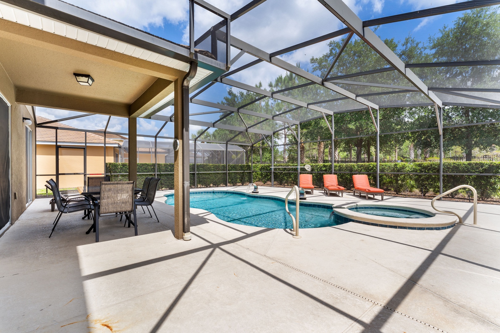 Private pool with outdoor seating
