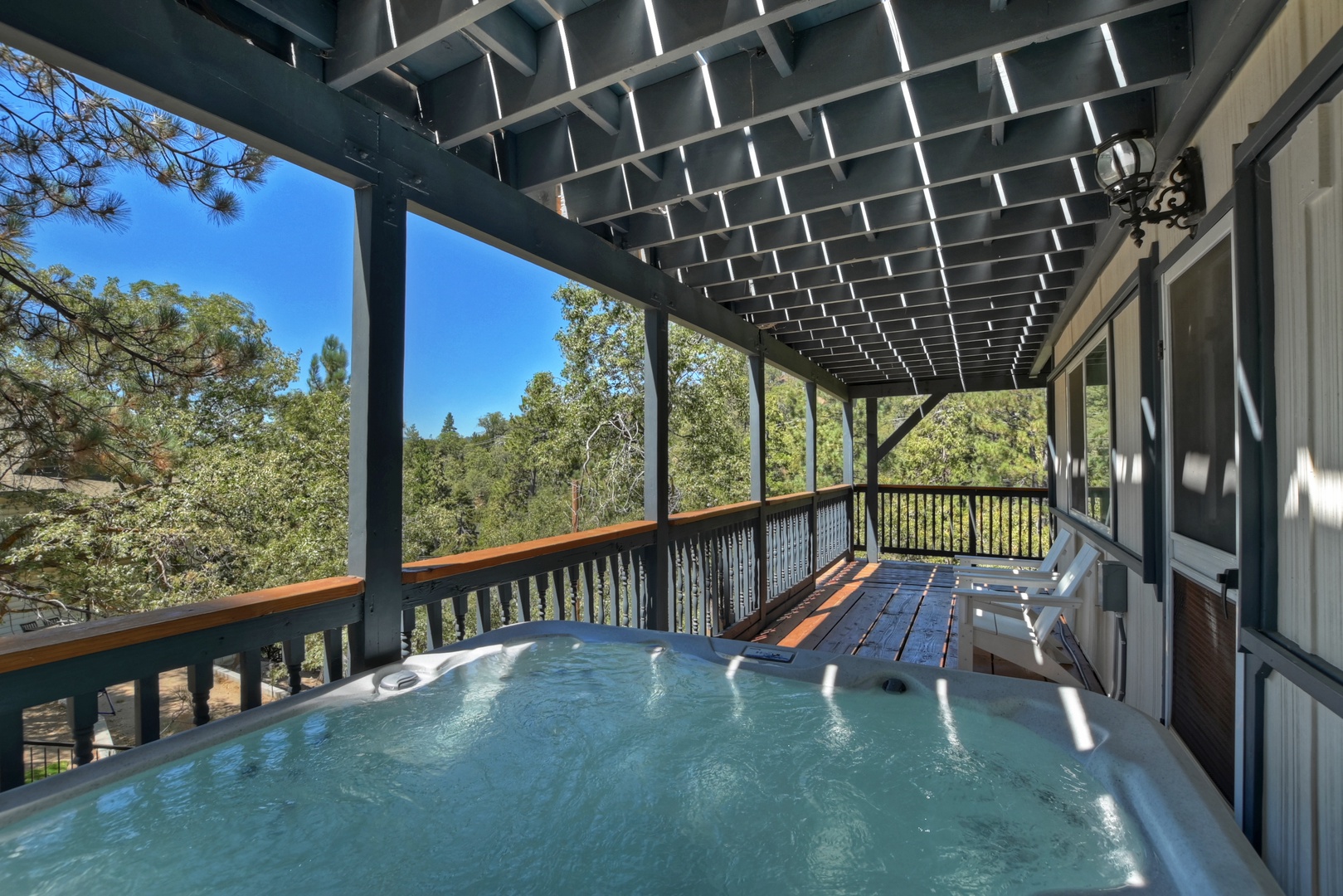 Relax and unwind in the private hot tub