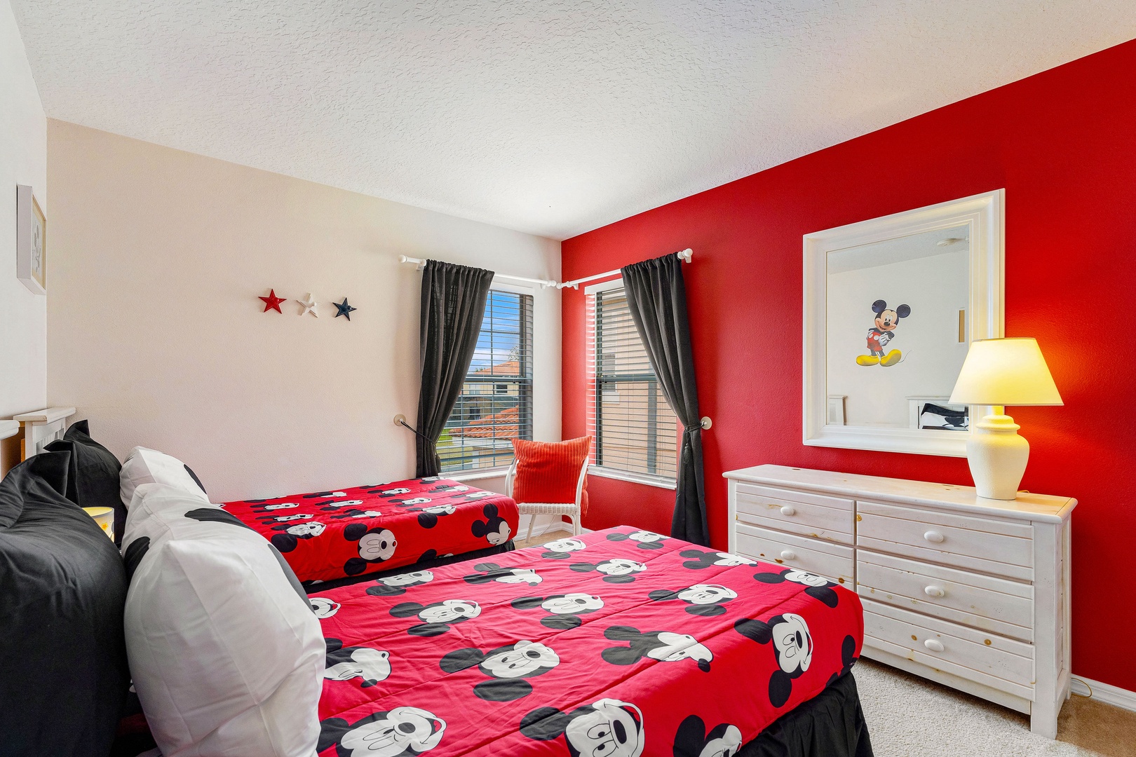 Oh boy! Bedroom 4 is Mickey Mouse themed with 2 twin beds