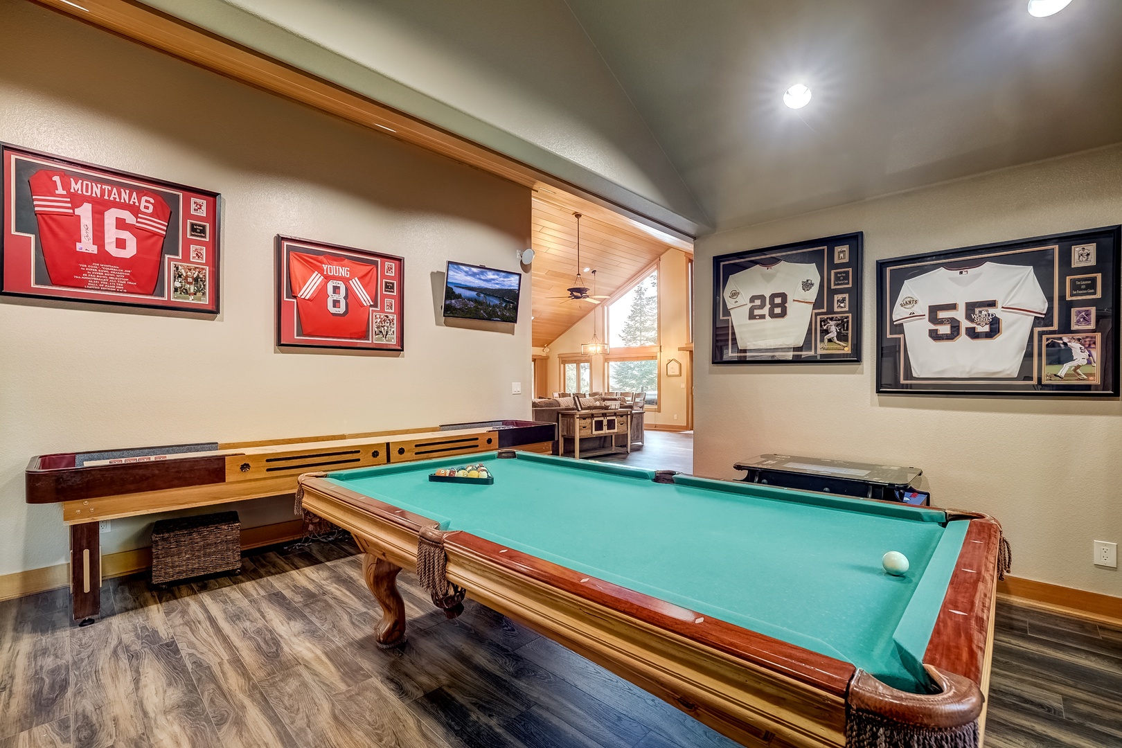 Game room with pool table & PacMan table
