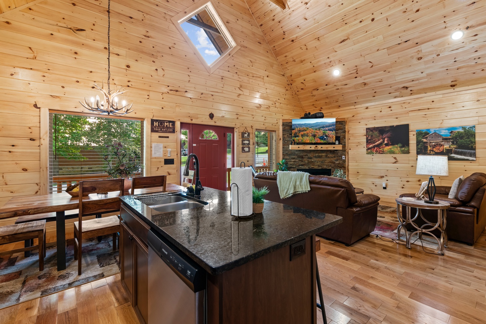 The open, airy kitchen offers ample space & every home comfort