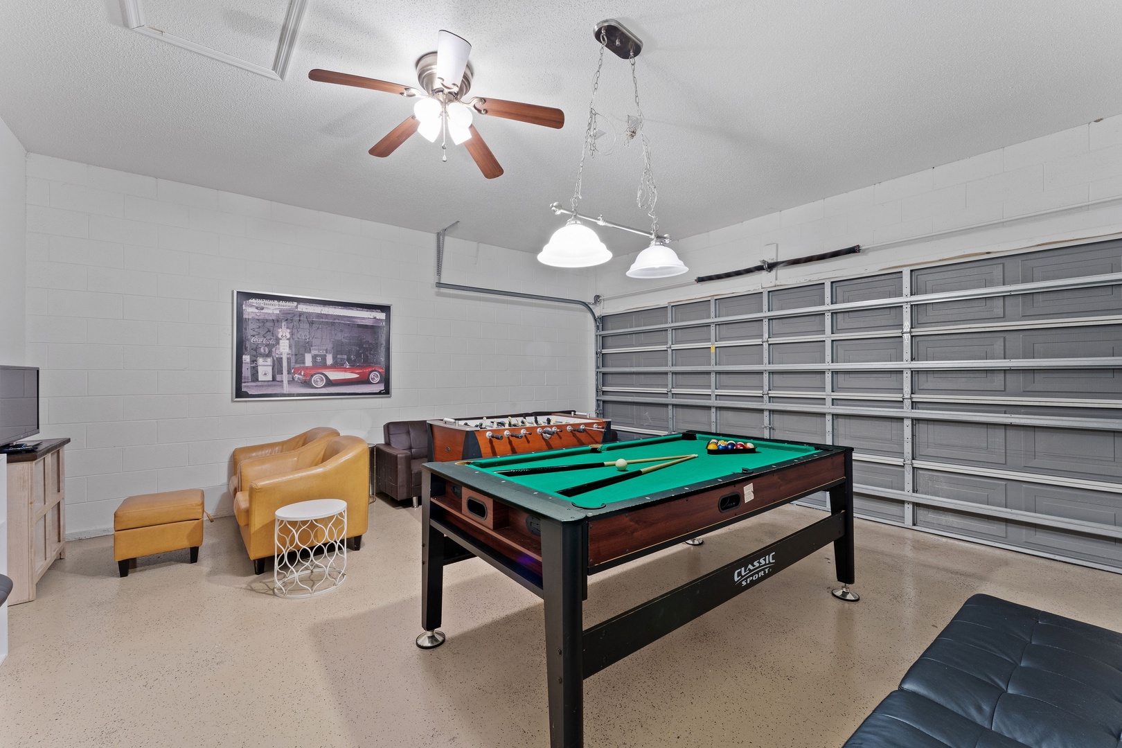 Unleash your competitive side with games in the converted garage