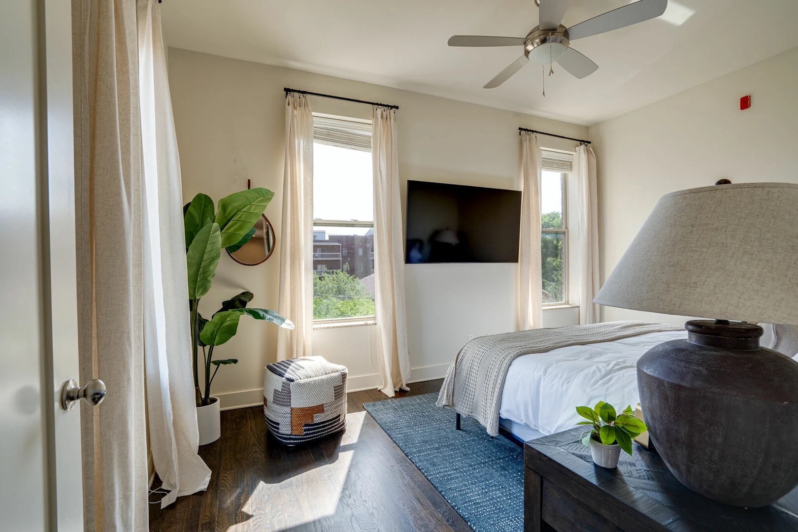 Bedroom with king bed and Smart TV