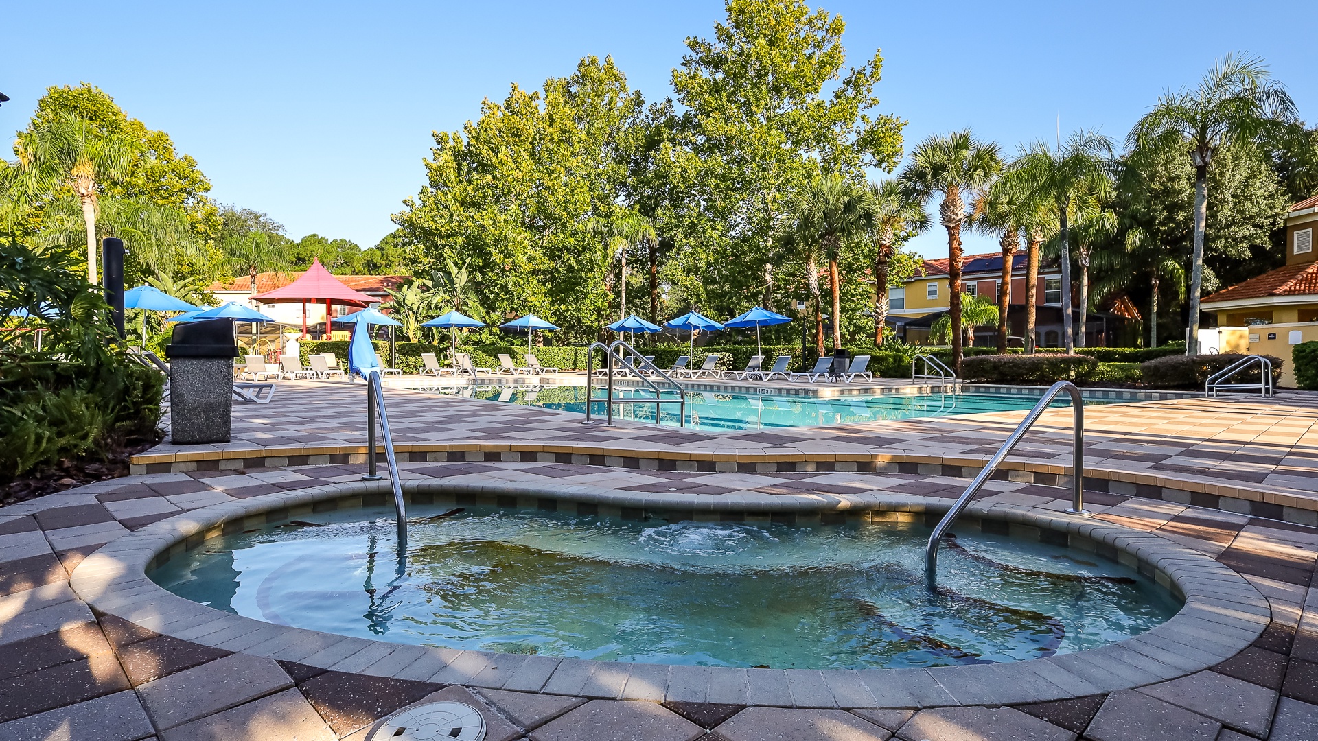 Relax and unwind in the community hot tub