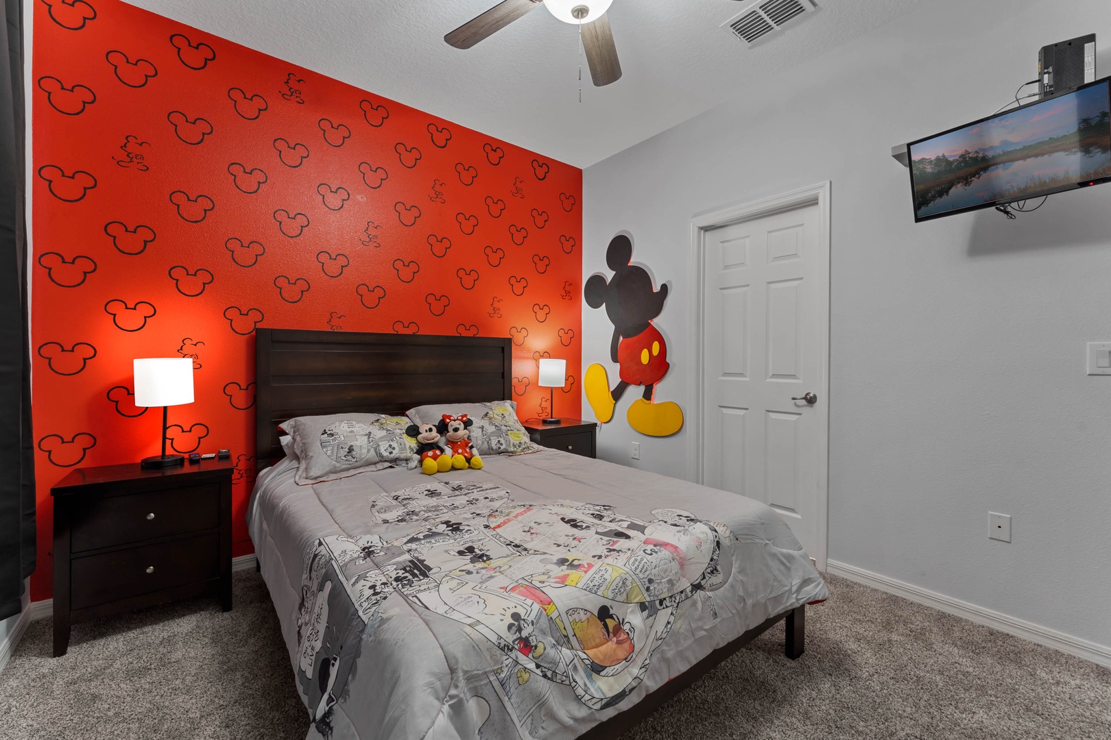 Bedroom 1 Mickey Mouse themed with Queen bed, and private en-suite  (1st floor)