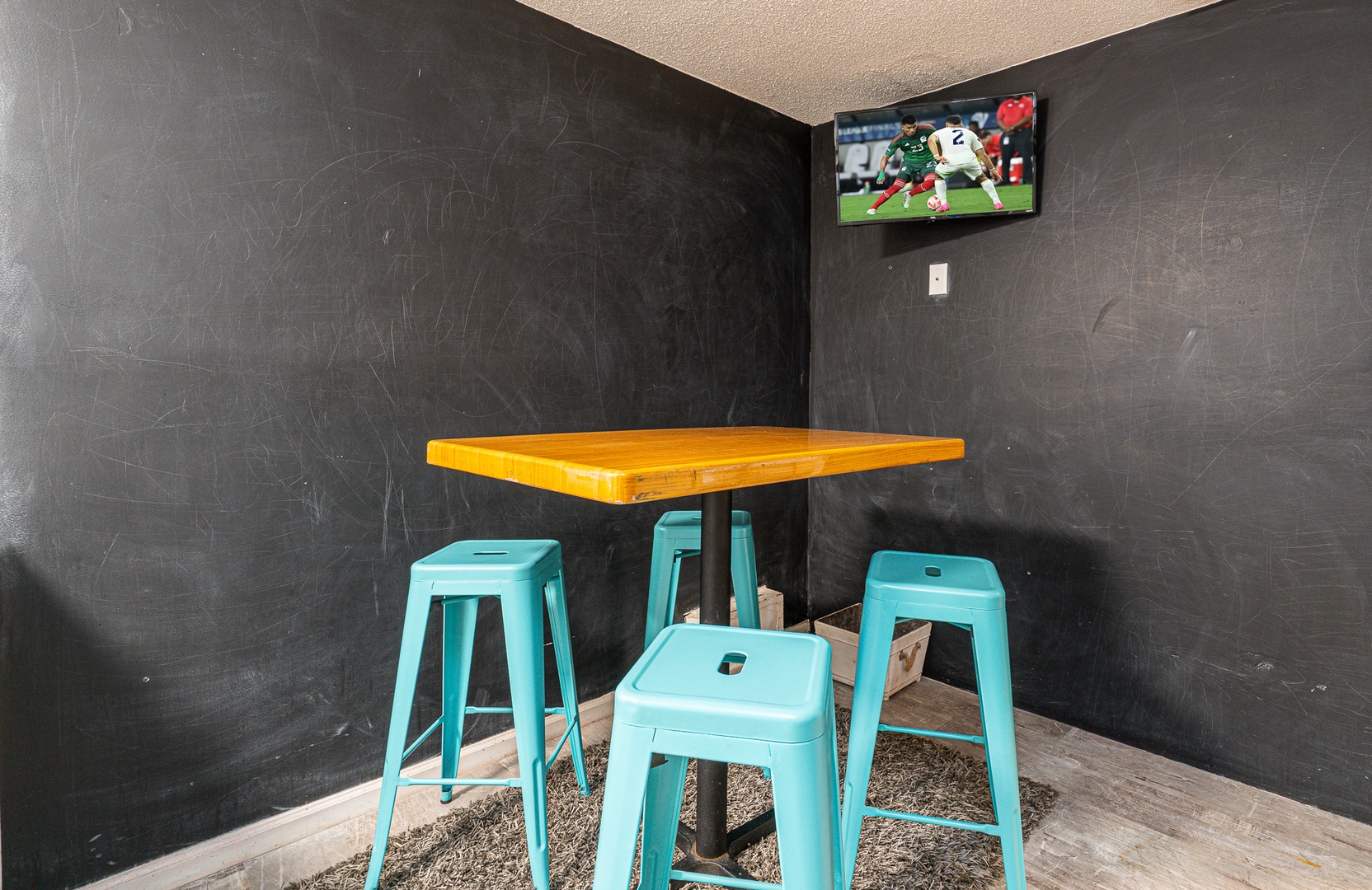 Play a round of cards or enjoy a snack at the game room table, with space for 4