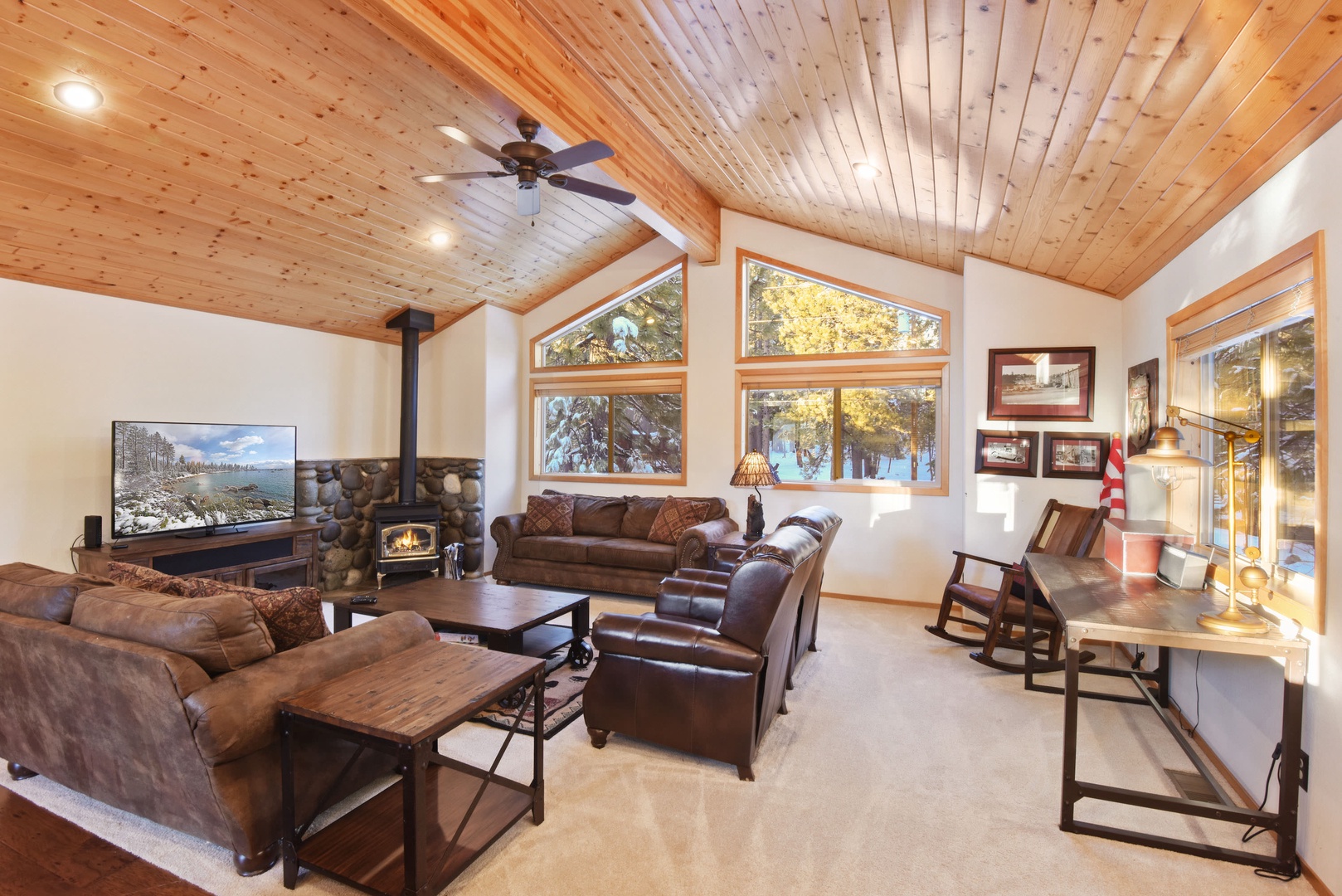 Living room with Smart TV, and board games