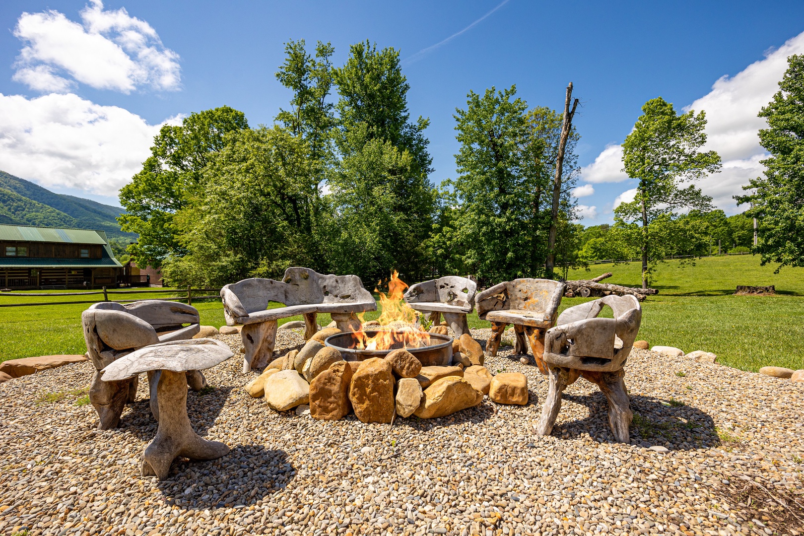 Fire pit with ample seating for friends and family