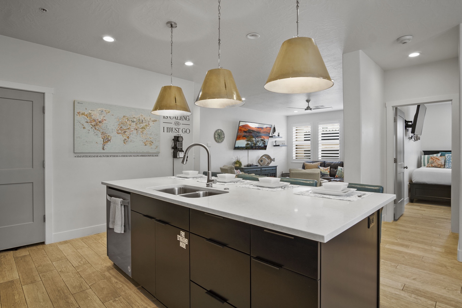 The spacious, modern kitchen offers fantastic amenities and ample seating options