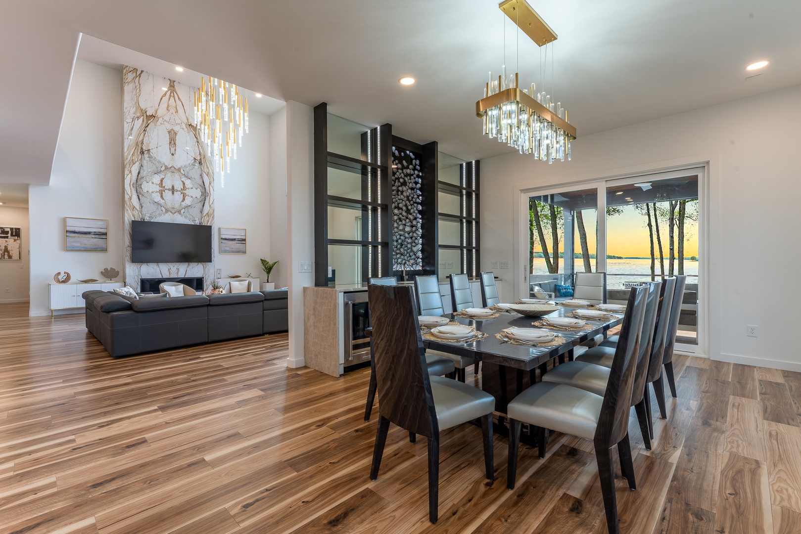 Dining table with seating for 10