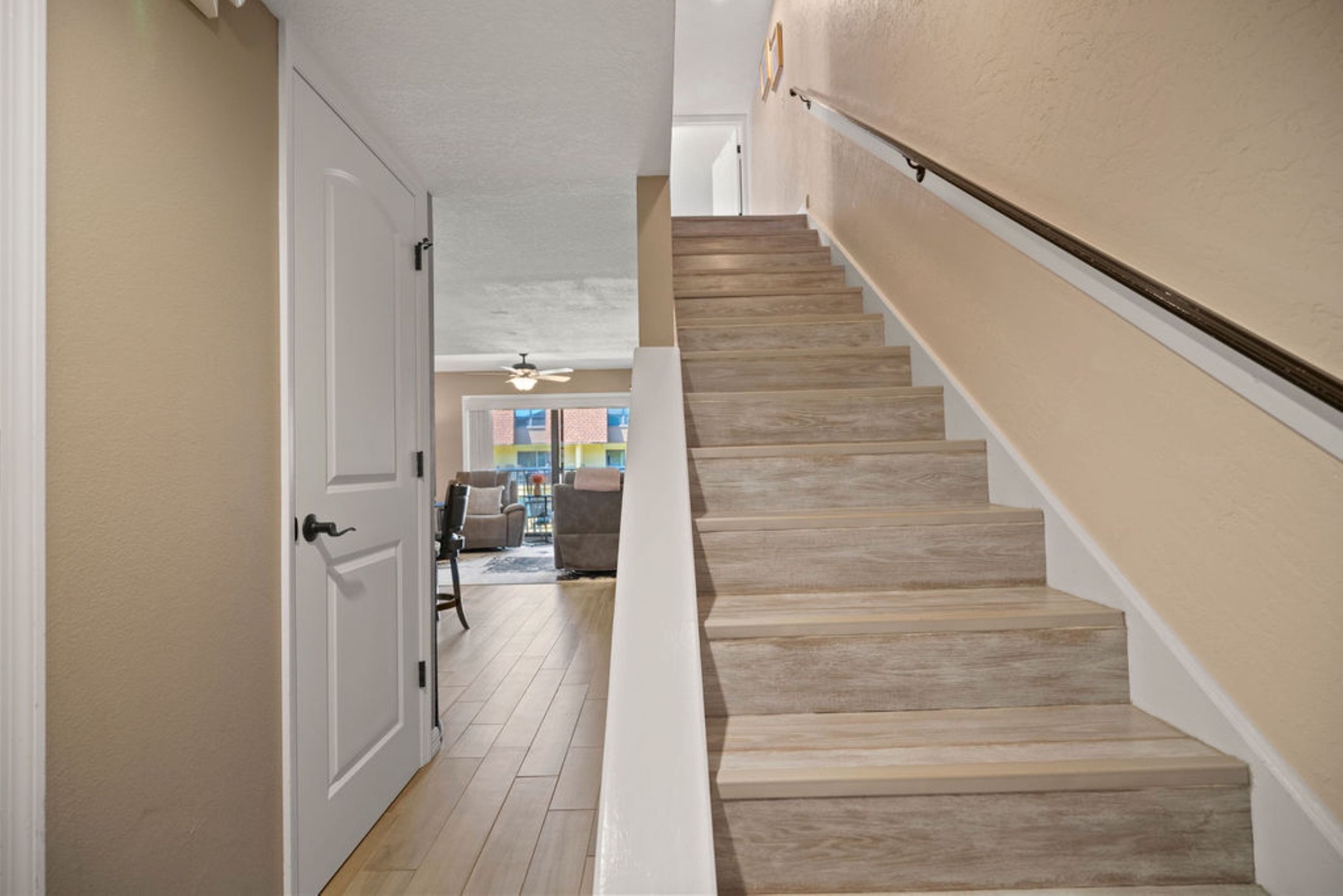 Stairs leading to the cozy upstairs bedrooms