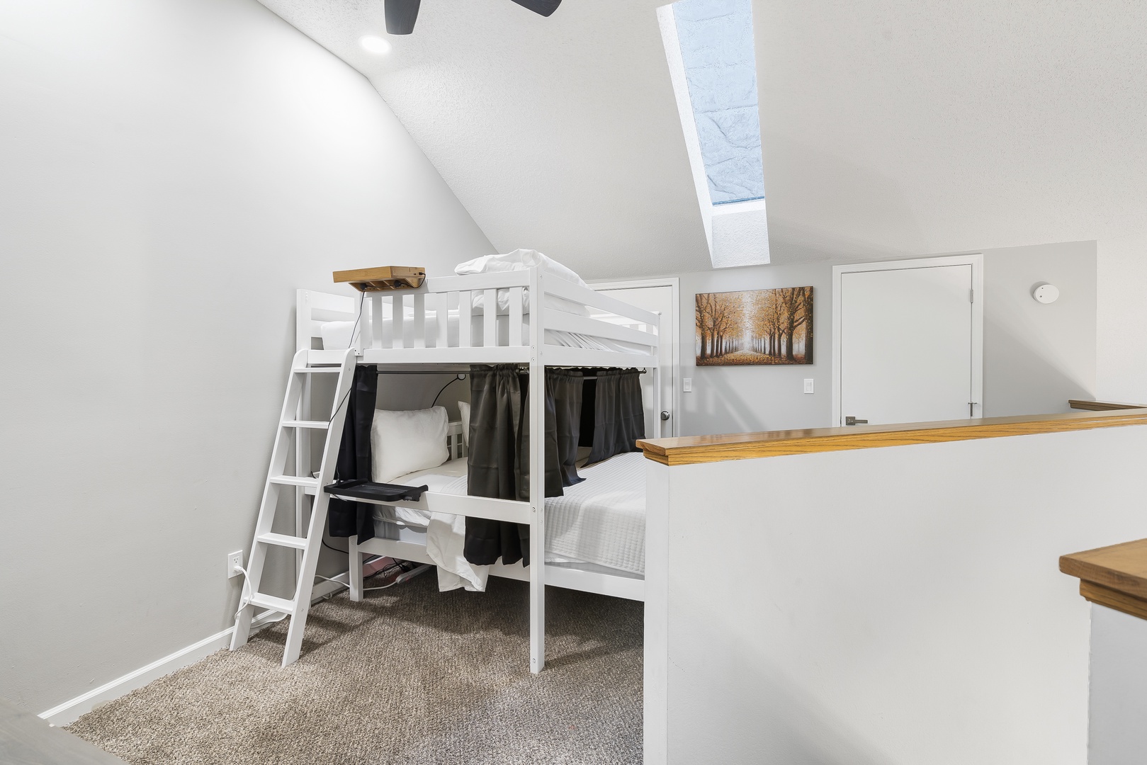 Loft Bedroom with Queen over Full Bunk Bed and a new AC unit