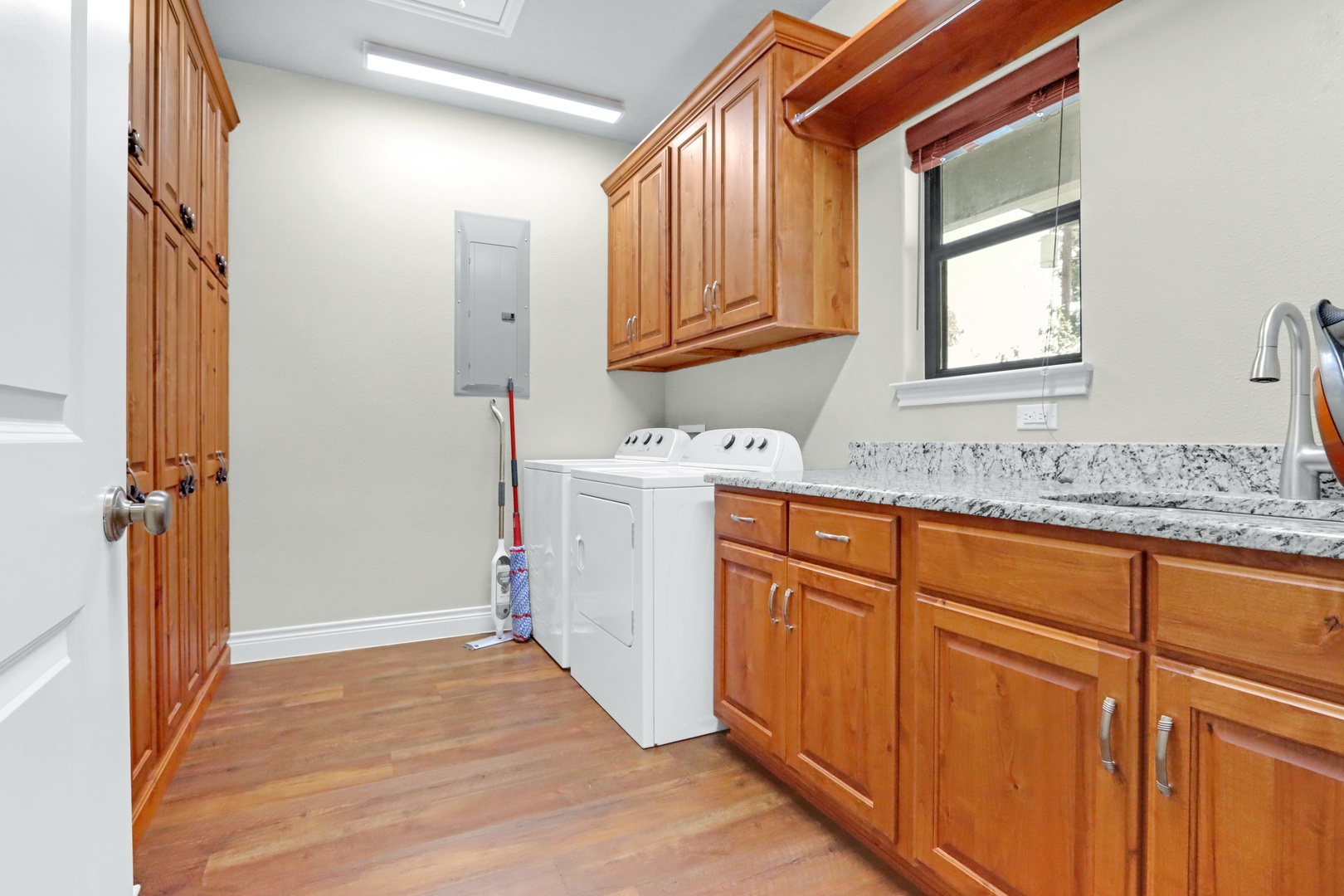 Private washer and dryer is available, tucked away in the laundry room