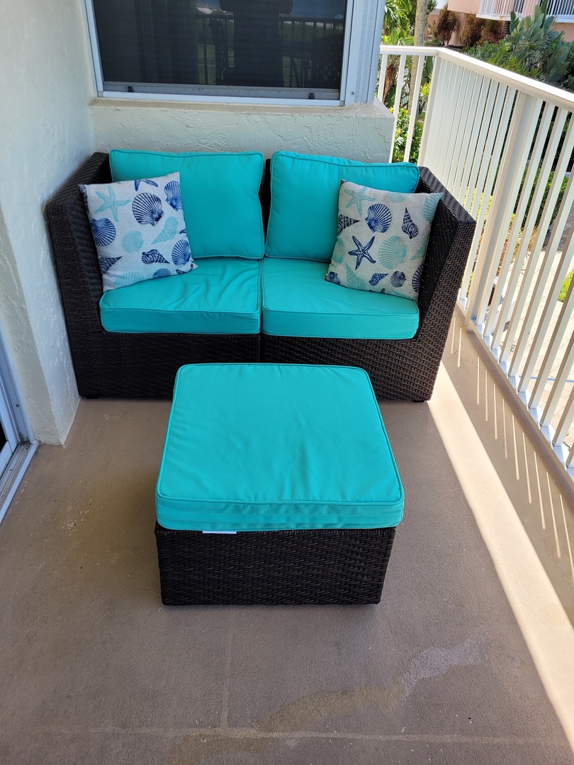 Balcony with comfy seating