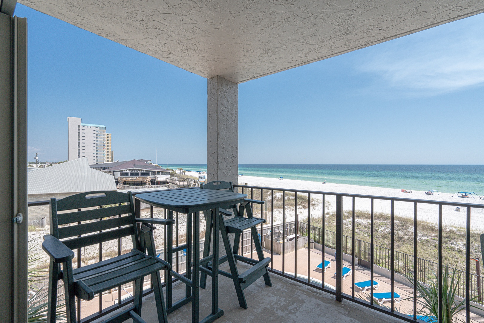 Embrace the panoramic beach view from the balcony