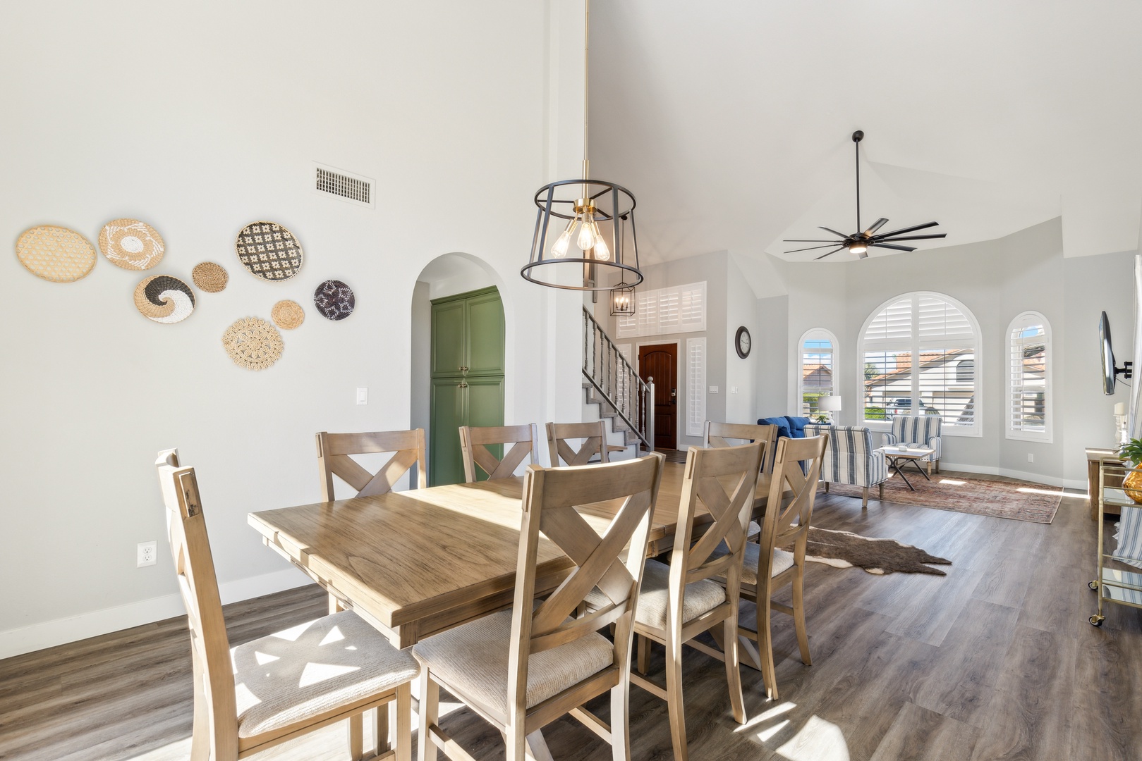 Formal dining room with table and seating for 8