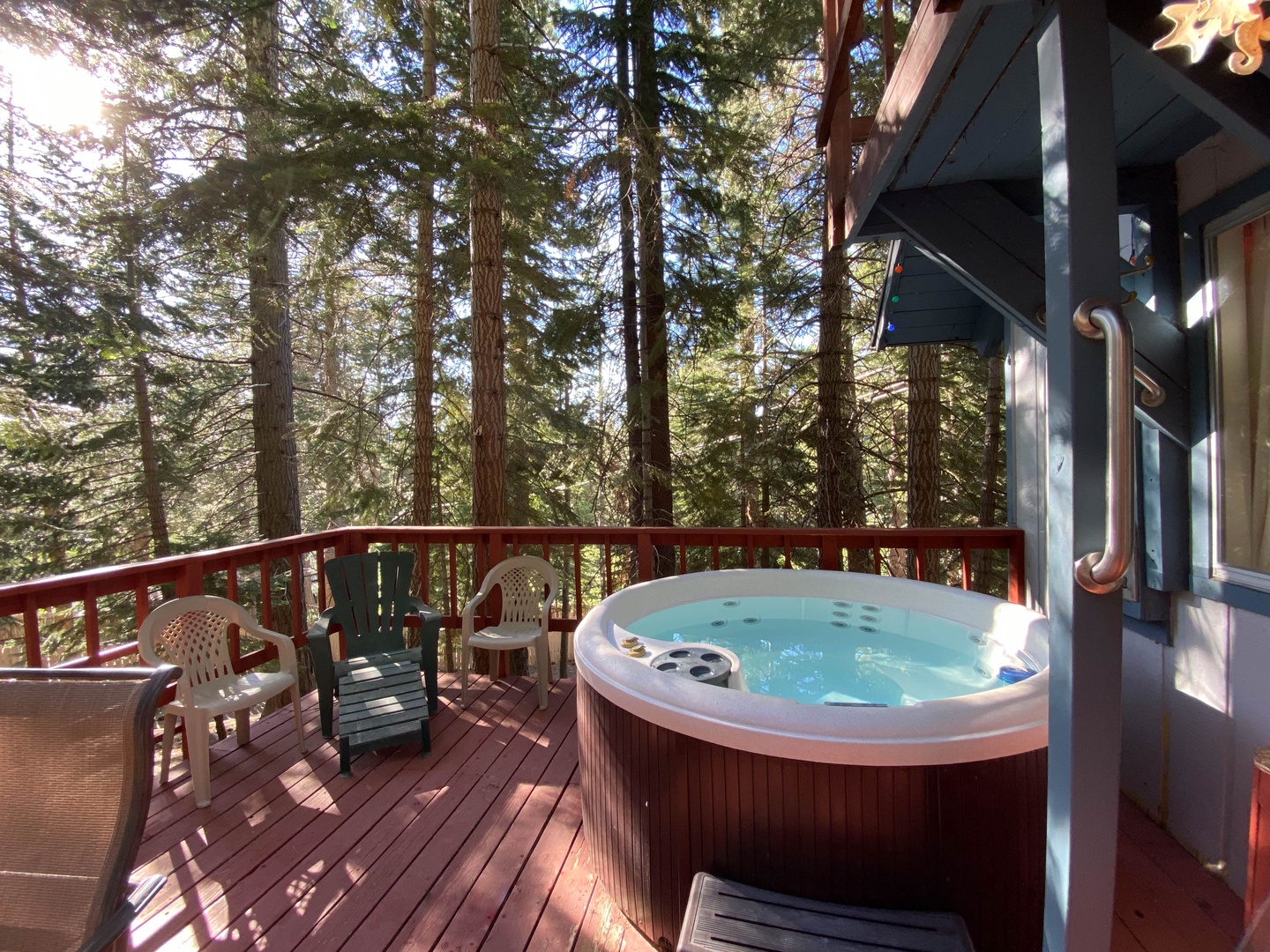 Back deck with private hot tub