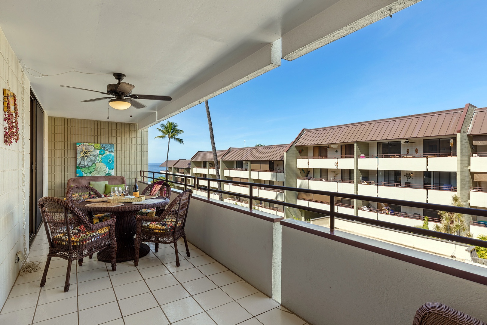 Lanai with pool & ocean view