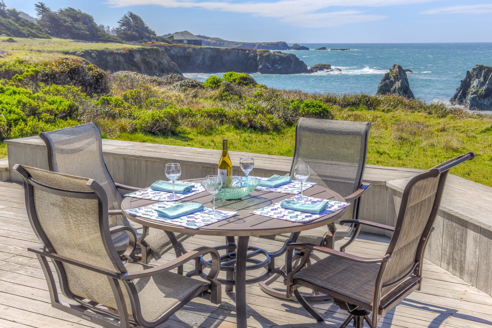 Amazing panoramic ocean views with outdoor dining and seating for 4