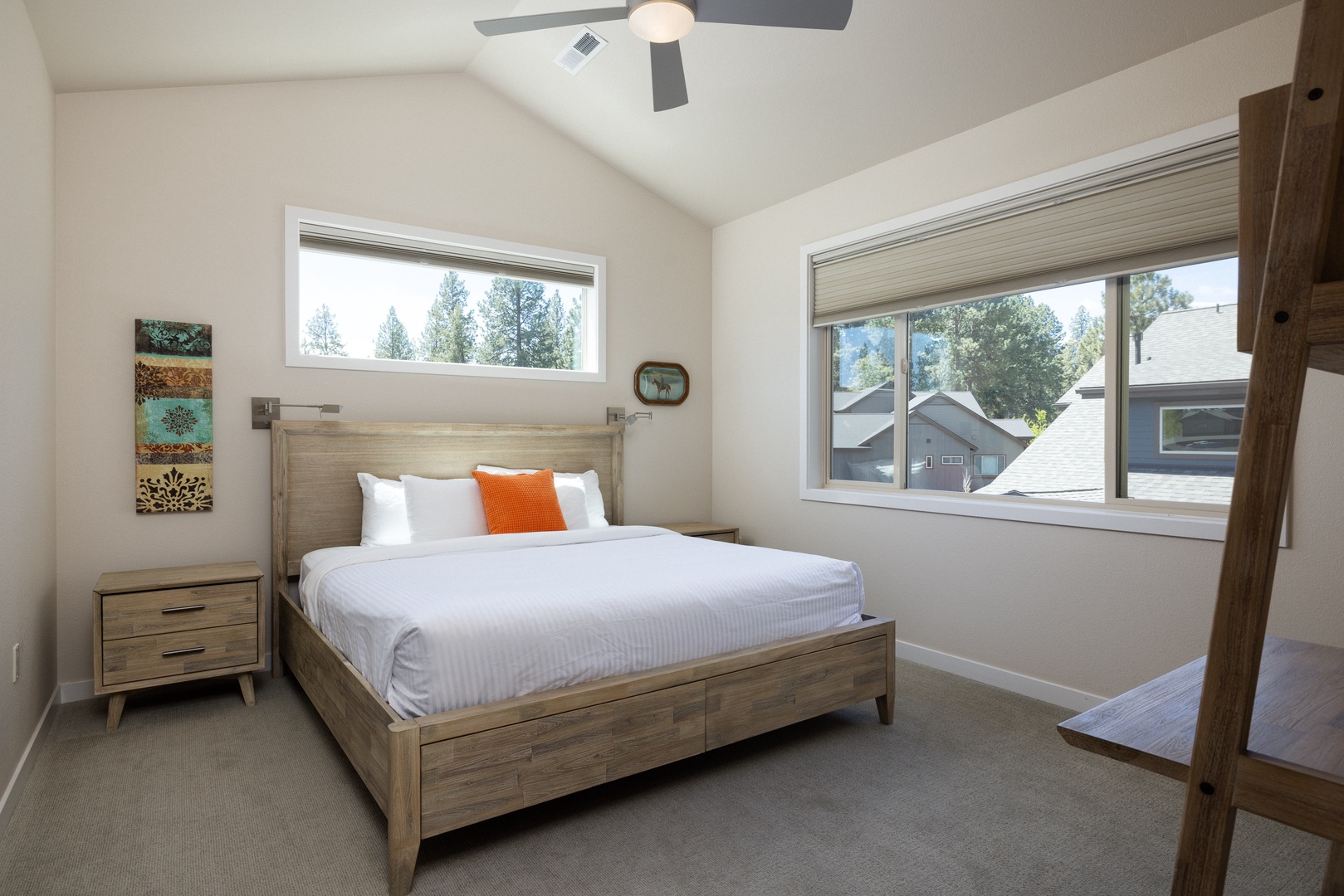 A plush king-sized bed is available in the final bedroom retreat