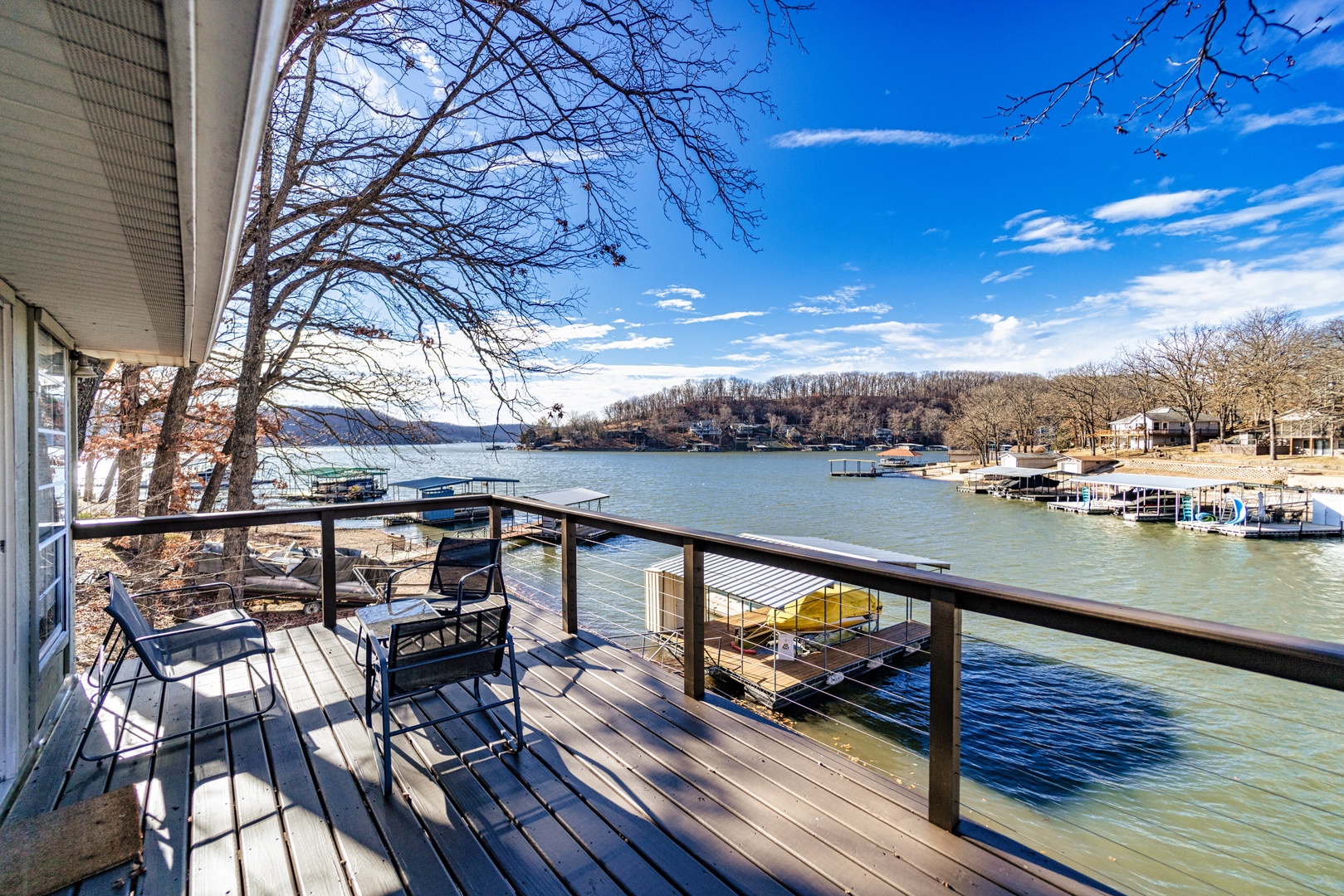 Lounge the day away with water views on the back deck