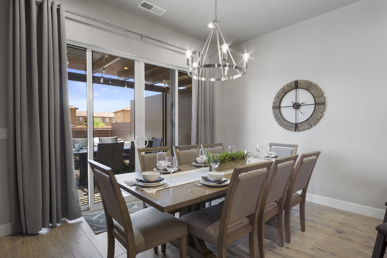 Dining table with seating for 8