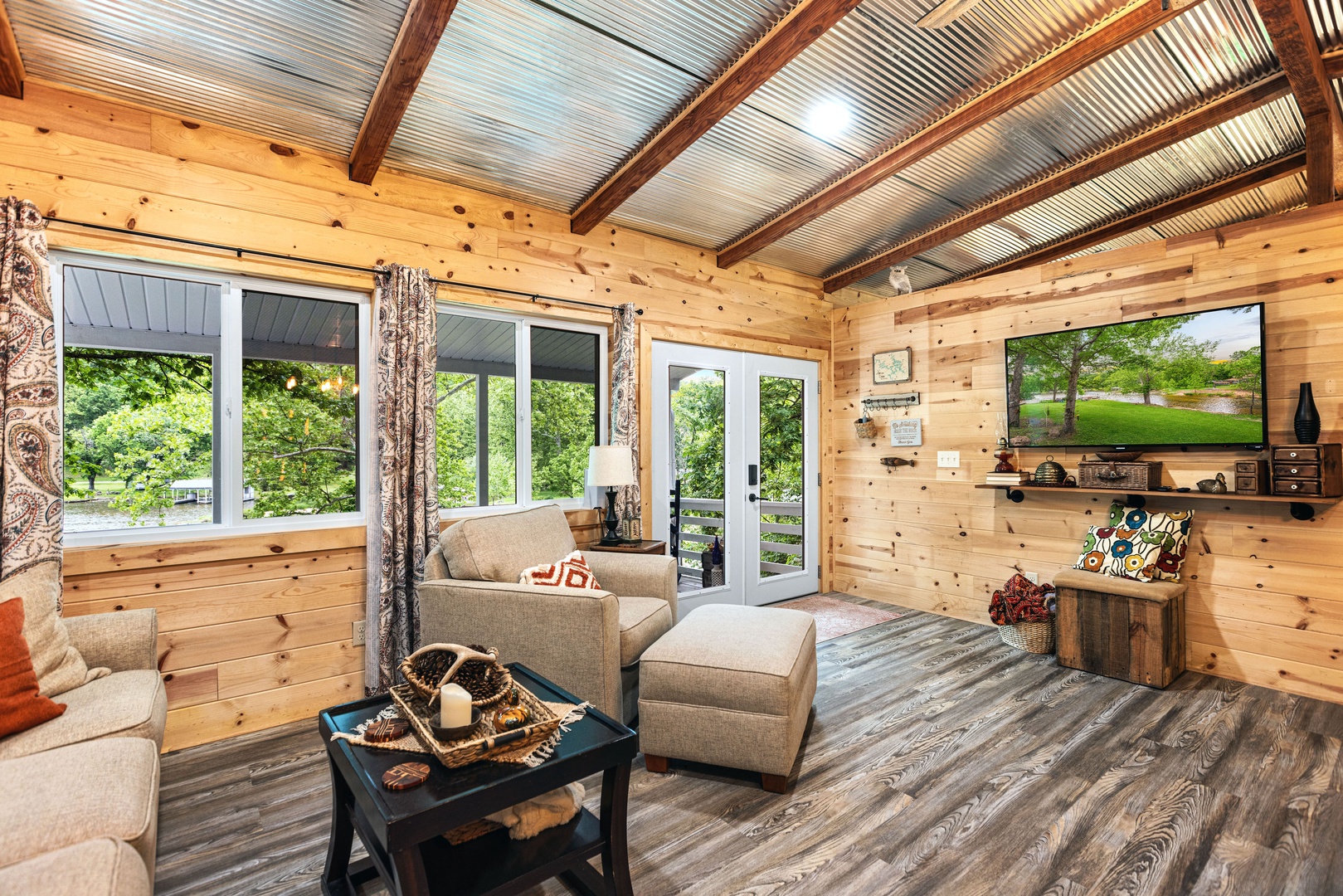 A cozy living room retreat retreat complete with plush seating and smart TV