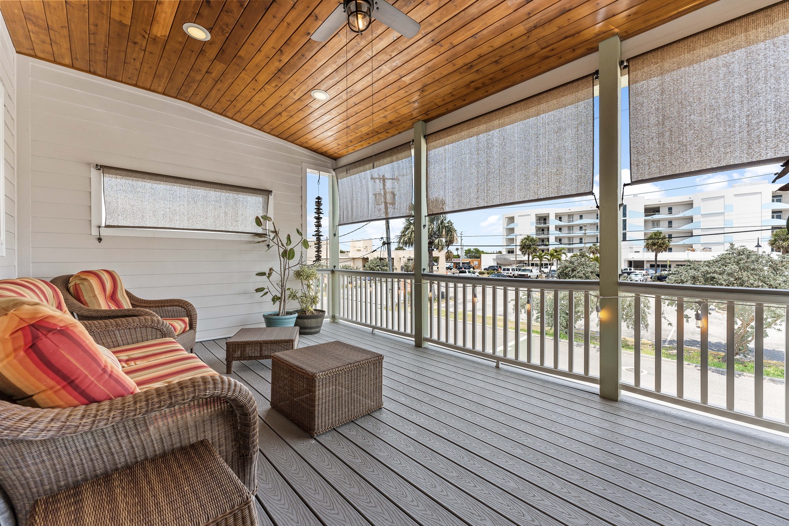 Covered deck with outdoor seating