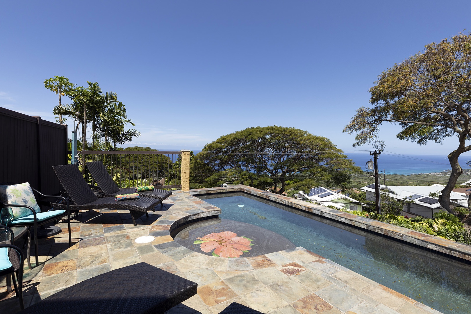 Lounge chairs around the pool