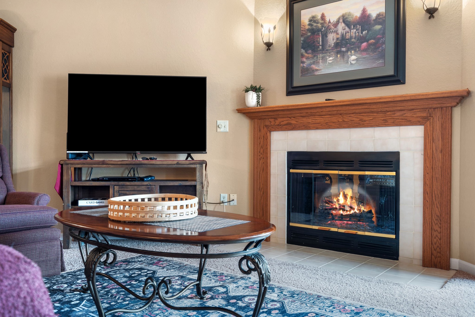 Electric fireplace and TV
