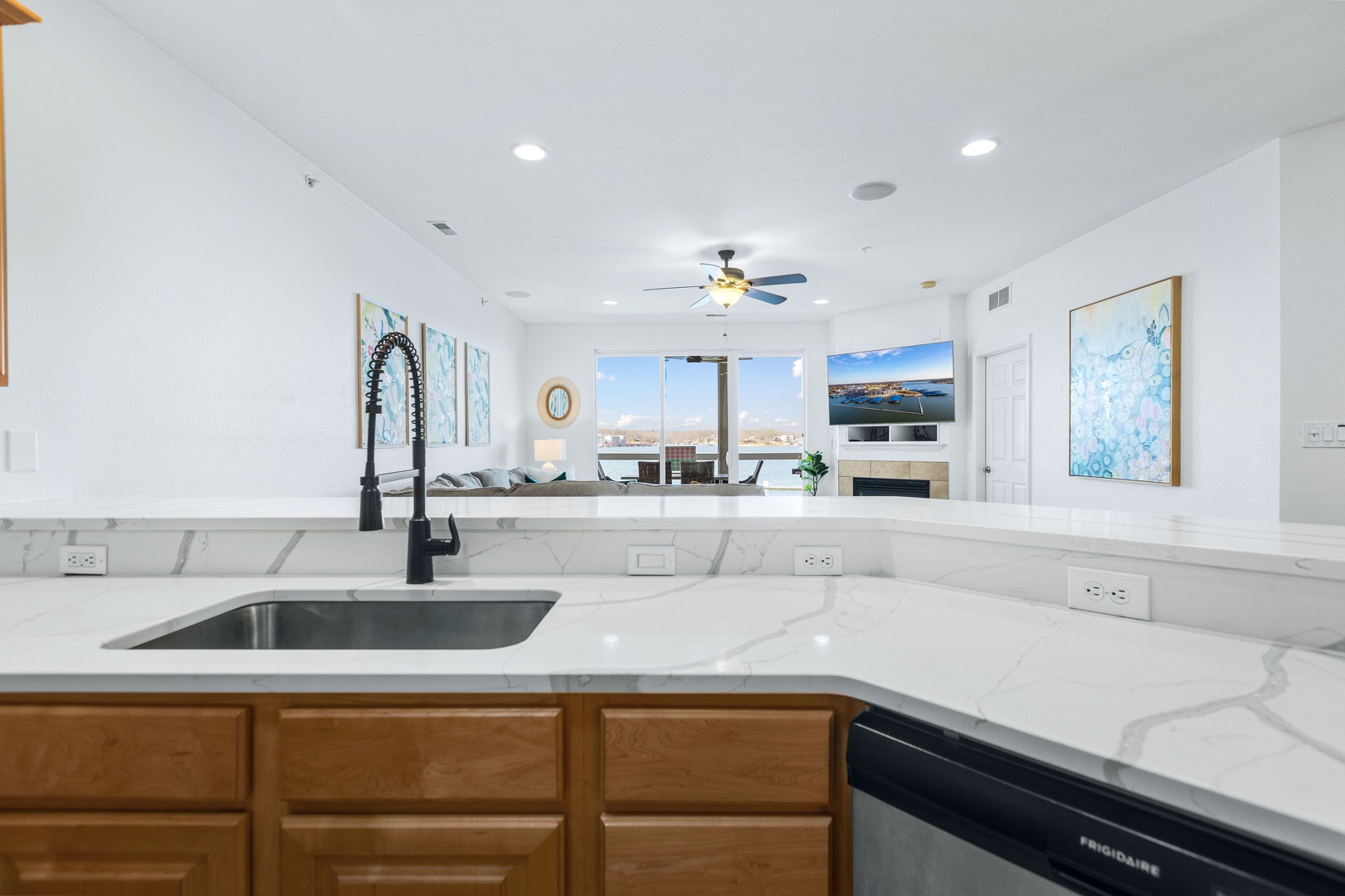 This kitchen offers ample space and all the comforts of home