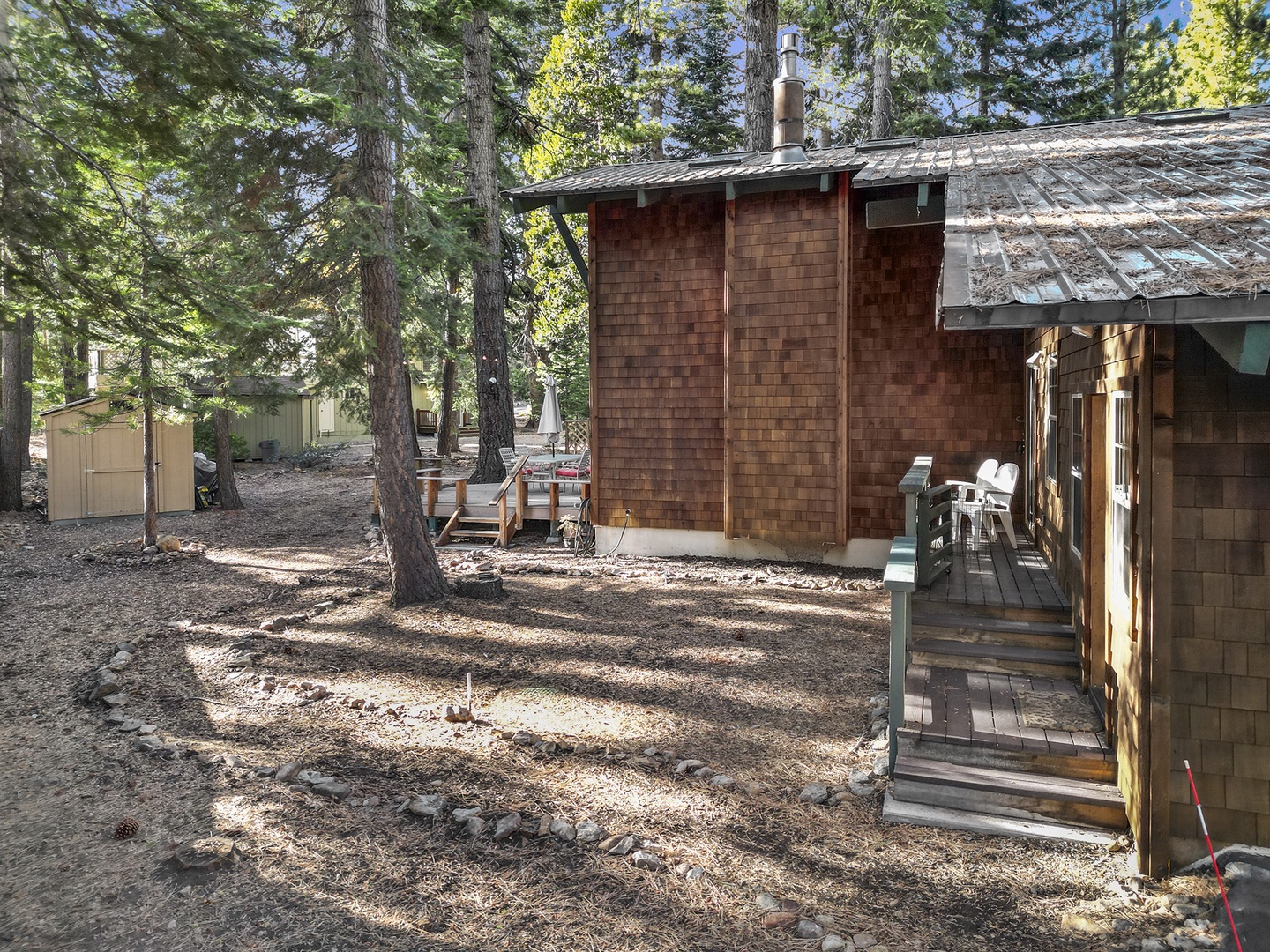 Backyard with seating and gas BBQ grill