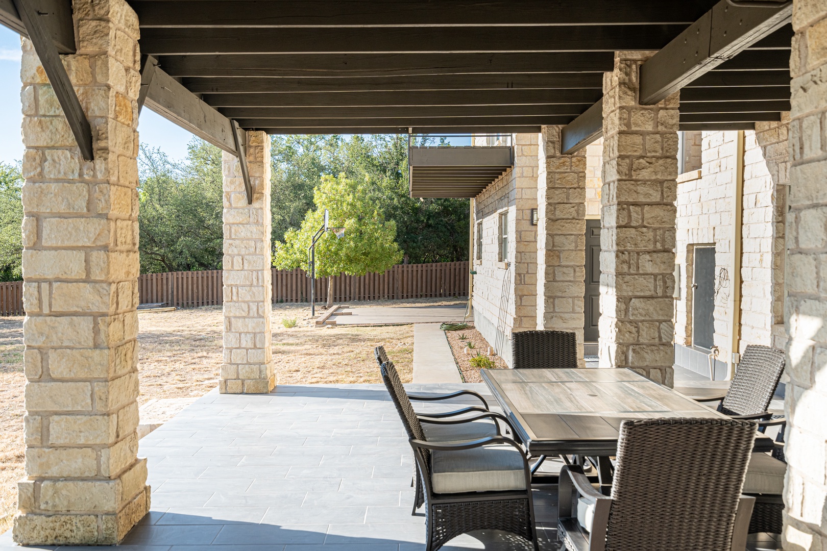 1st level patio with outdoor dining table